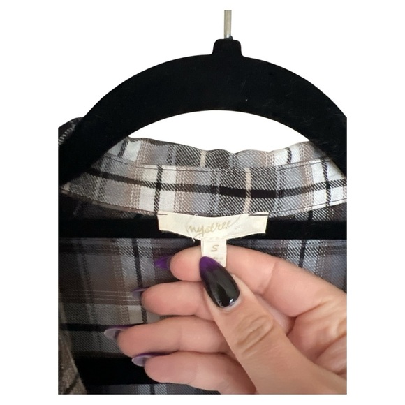 Mystree plaid blouse with terra cotta embroidery size Smalll - Picture 4 of 4